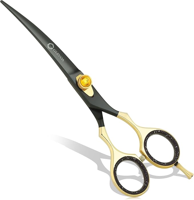 Dog Grooming Scissor - Professional Down-curved Shear with Ergonomic Handle Japanese Stainless Steel Trimming Scissor for Dogs, Cats and Other Pets, Sharp (Straight Curved)