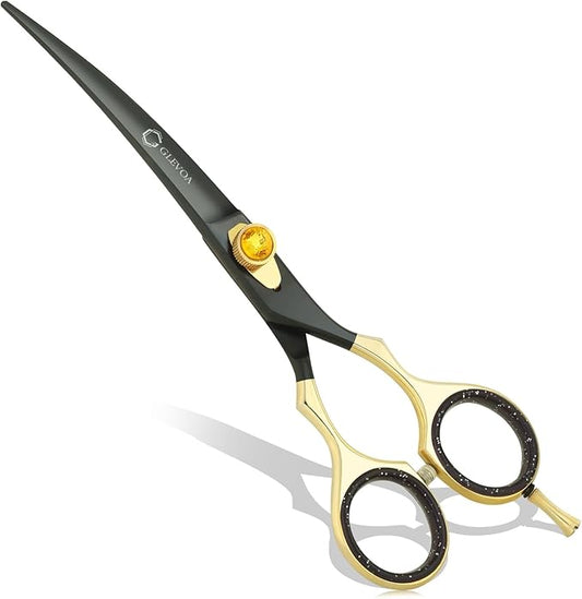 Dog Grooming Scissor - Professional Down-curved Shear with Ergonomic Handle Japanese Stainless Steel Trimming Scissor for Dogs, Cats and Other Pets, Sharp (Straight Curved)