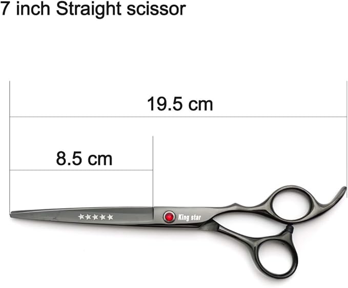 Kingstar 7.0in Professional Pet Grooming Scissors Set,Straight & Thinning & Curved Scissors 3pcs Set with Comb for Dog Grooming,A419 (Black-Grey)