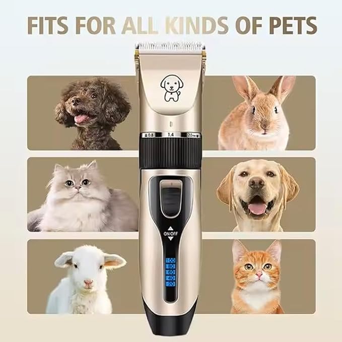 Pet Grooming Kit, Rechargeable Clippers with 6 Guide Combs, Stainless Steel Blades, Scissors, Comb