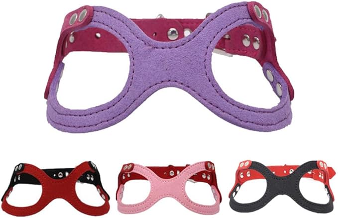 Avenpets Soft Adjustable Eyeglass Dog Harness No-Pull Breathable Velvet Pet Vest for Small Medium Dogs Easy Control Harness, Black, M