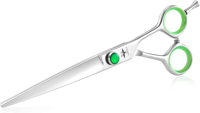 PURPLEBIRD 7 Inch Straight Dog Grooming Scissors Professional Pet Cutting Shears Safety Noiseless Blunt Tip Trimming Shearing for Dogs Cats Japanese Stainless Steel Silver