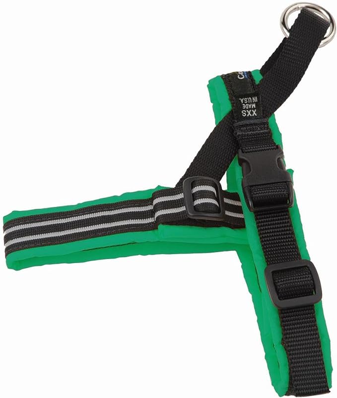 ComfortFlex Sport Harness - American Made No Pull Teacup Dog Harness - Lightweight, Padded, Reflective No Rub Harness for Walking, Running and Control - Petite, Kelly Green