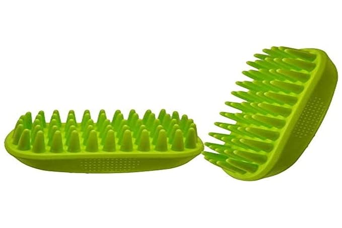 Dog Silicone Shampoo Brush, Easy to Clean Dog Bath Brush& Soft Massage Comb Brushing for Medium to Long Haired Medium Large Pets and Cats