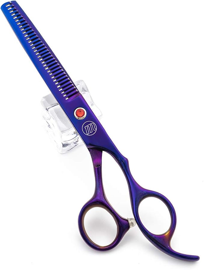 Moontay Professional 7.0" Dog Grooming Scissors Set, 4-pieces Straight, Upward Curved, Downward Curved, Thinning/Blending Shears for Dog, Cat and Pets, JP Stainless Steel, Purple