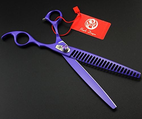 Purple Dragon 8.0 inch Professional Pet Grooming Scissors - Dog Chunker Shears - Adult Animal Thinning Hair Shears for Pet Groomer or Family DIY (Purple)