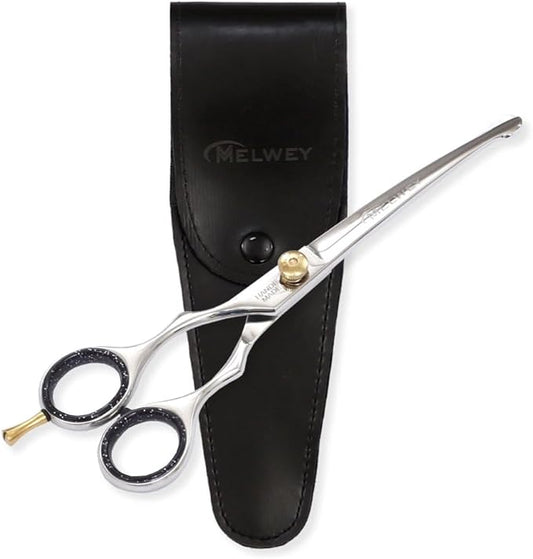 Left-Handed Pet Grooming Scissors Set Pro-Grade Curved Shears for Dogs Cats - Precision Crafted Sharp Blades Comfort Grip - Ideal for Cutting Curving Thinning (LH Round Tip Curved)