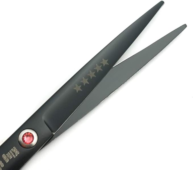 Kingstar 7.0in. Matt Black Professional Pet Grooming Scissors Set,Straight & Thinning & Curved Scissors Set with Comb case A389