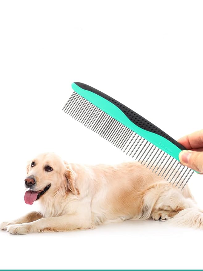 Dog Cat Pet Comb for Removing Tangles and Knots,for Removing Matted Fur,Stainless Steel Teeth Camb for Dogs & Cats,Pet Hair Comb for Home Grooming Kit,Best For Poodles, Goldendoodles