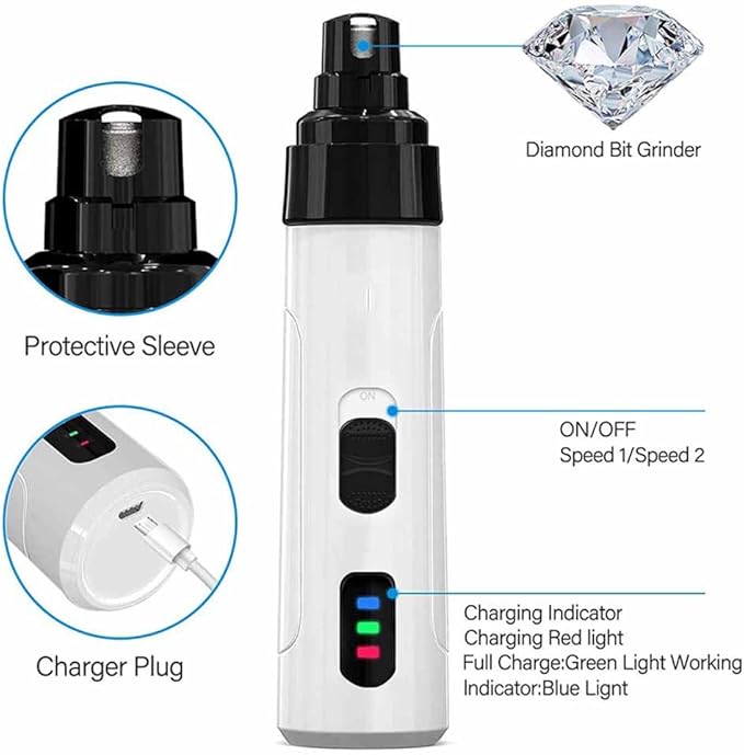 Silent Grind Pro for Dogs, SilentGrind Pro, Silent Grind Pro Dog Nail Trimmer, New Electric Dog Nail Clippers for Dog Nail Grinders Rechargeable, Pet Poochie Nail Grinder, Pet Paws Grooming Tool (1PC)