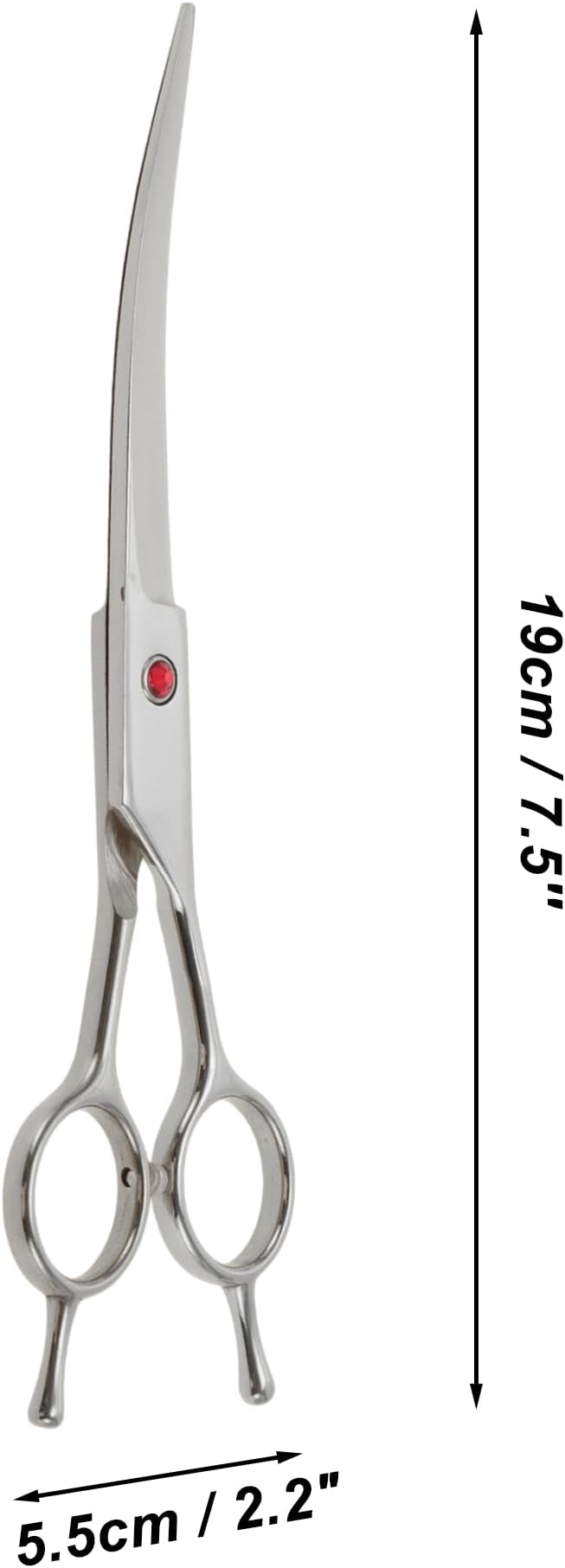 Dog Grooming Scissors, with Ergonomic Handle, Pill Popper for Cats, Upper Bend Shears, Stainless Steel Curved Shears for Dogs Cats, Silver Tone, 7.5"