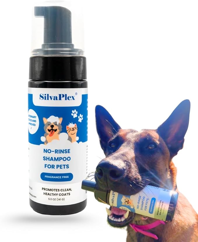 No Rinse Deodorizing Dry Pet Shampoo Plus Conditioner Foam for Dogs and Cats, Waterless Cleanse Enhanced with AG21 Chitosan-Silver Natural Coat Refresh, 5 Oz