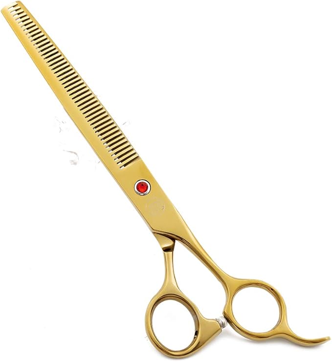 Moontay Professional 8.0" Dog Grooming Scissors Set, 4-pieces Straight, Upward Curved, Downward Curved, Thinning/Blending Shears for Dog, Cat and Pets, JP Stainless Steel, Gold