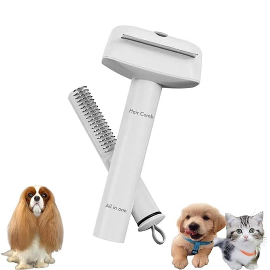Pet Grooming Comb Set with Tear Stain Remover, High Strength Teeth, Hair Remover Grooming Massage Dual-Sided Comb for Small Dogs, Cats, Puppies (1pcs)