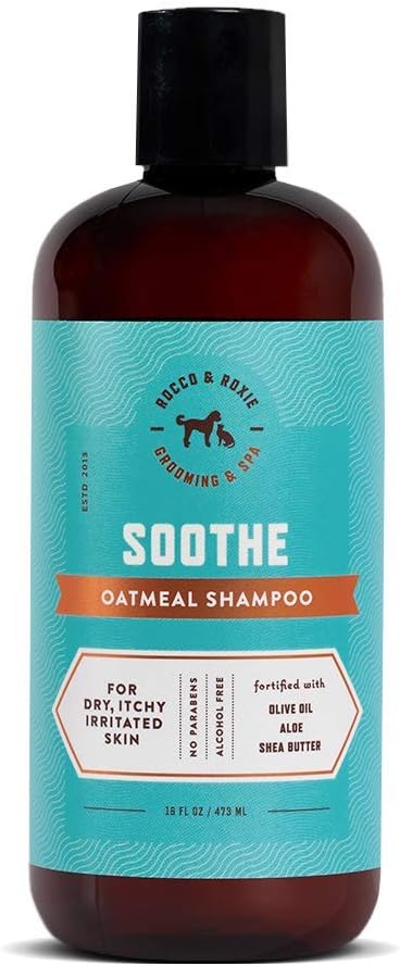 Rocco & Roxie Supply Co. Dog Shampoo and Conditioner - Soothe Oatmeal Shampoo for Itch Relief, Calm Hypoallergenic Shampoo for Sensitive Skin, and Shine Argan Oil Pet Wash - Puppy Bathing Supplies