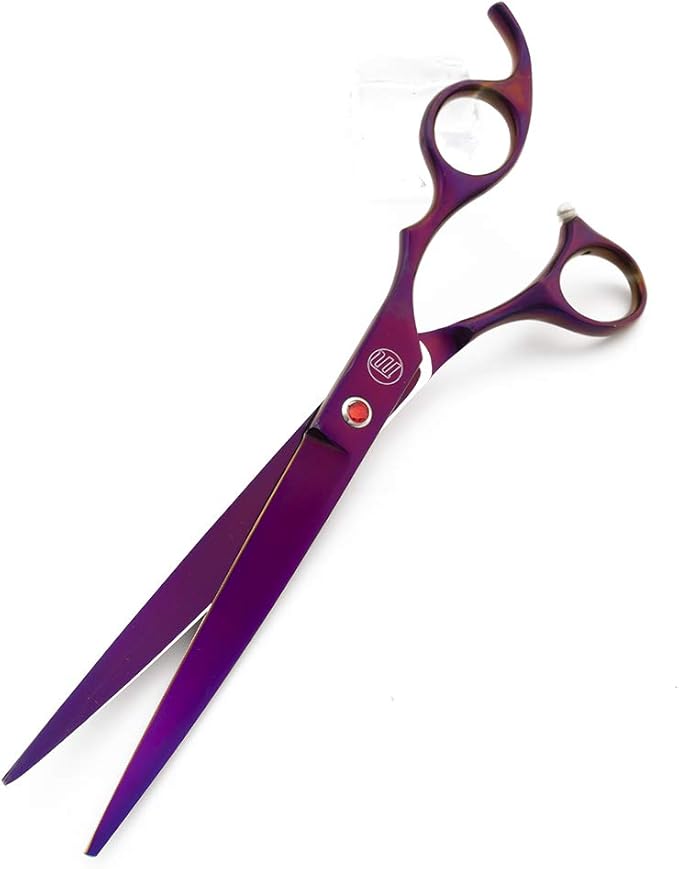 Moontay Professional 8.0" Dog Grooming Scissors Set, 4-pieces Straight, Upward Curved, Downward Curved, Thinning/Blending Shears for Dog, Cat and Pets, JP Stainless Steel, Purple
