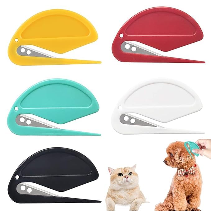 Knots Comb for Cat Matted Dog Hair Removal Tool Cats Knotting Hair Cutter Combs Tangled Hair Trimmer Styler for Long-Haired Pets, 5 Pcs