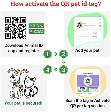 QR Code Pet Tag Service Dog ID - ESA - Emotional Support Service Dog Name Tags (Service Dog, Bone)