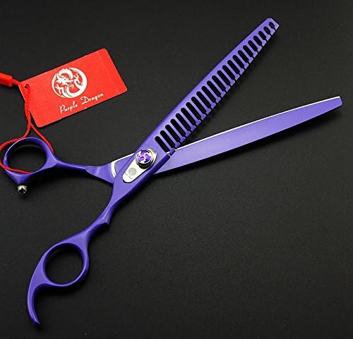 Purple Dragon 8.0 inch Professional Pet Grooming Scissors - Dog Chunker Shears - Adult Animal Thinning Hair Shears for Pet Groomer or Family DIY (Purple)