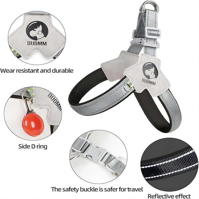 Pet Dog Cat Harness, Pet Harness with Leash Set, Adjustable Puppy Harness Comfortable Reflective Easy Control Dog with Leather Leash, No-Pull No Choke Pet Harness for Training Walking