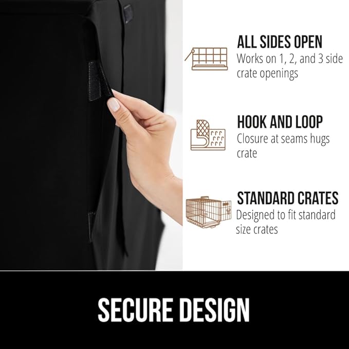 Gorilla Grip Dog Crate Covers Compatible with Amazon Basics Dog Crates, All Sides Open, Privacy Cover Fits 24" Wire Kennel, Breathable Mesh Windows, Light Reducing Puppy Training Cage Topper, Black