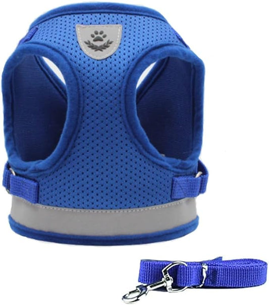 Cat Harnesses for Small Dogs - Cat Harnesses and Leashes for Walking, Adjustable Reflective Step in Dog Harness for Small Dog and Cat(Blue, S (11.8” – 13.3”)