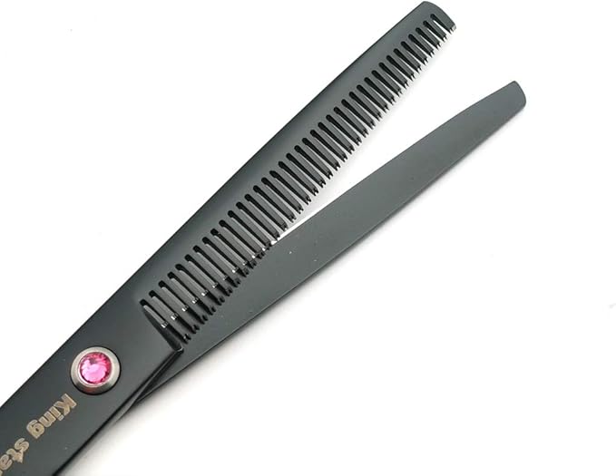 Kingstar 7.0in. Matt Black Professional Pet Grooming Scissors Set,Straight & Thinning & Curved Scissors Set with Comb case A389