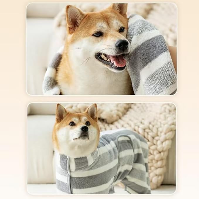 Pet Shower & Bath Supplies，Dog Shampoo Brush Set with Towel, Washing Gloves,Comb for Dogs and Cats (Stripe)