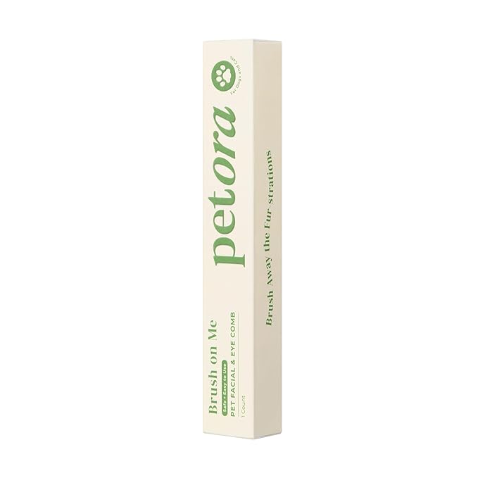 [petora] BRUSH ON ME Gentle Facial & Eye Comb for Dogs & Cats | Smooth & Stress-Free Tear Stain Remover | Fine-Tooth Grooming Tool with Rounded Tips | Comfortable Grip for Daily Pet Grooming