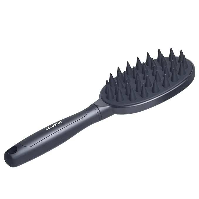 Pet Silicone Shampoo Brush for Long & Short Hair Dogs Cats, Shower Wash Curry Massage Brush (BLACK)