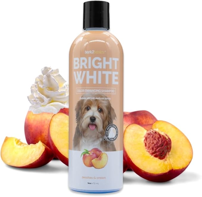 Bark2Basics Brighten White Dog Shampoo 16 oz - Natural, Chamomile, Revives Vibrant Natural Color of Coat, Lustrous Shine, Whitens, Removes Stains, Professional