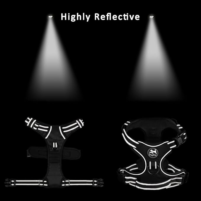 PoyPet No Pull Dog Harness, No Choke Front Clip Dog Reflective Harness, Adjustable Soft Padded Pet Vest with Easy Control Handle for Small to Large Dogs(Green,XS)