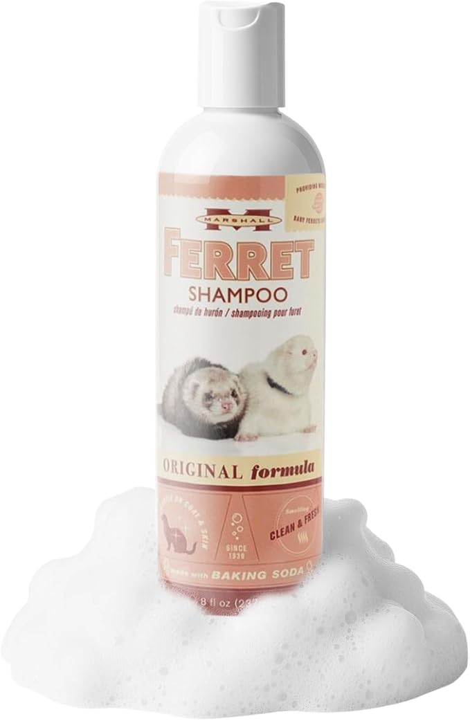 Marshall Pet Products Ferret Shampoo - Original Formula with Baking Soda, 8 oz - Gentle Cleaning, Odor Control, and Long-Lasting Freshness for Ferret Coats