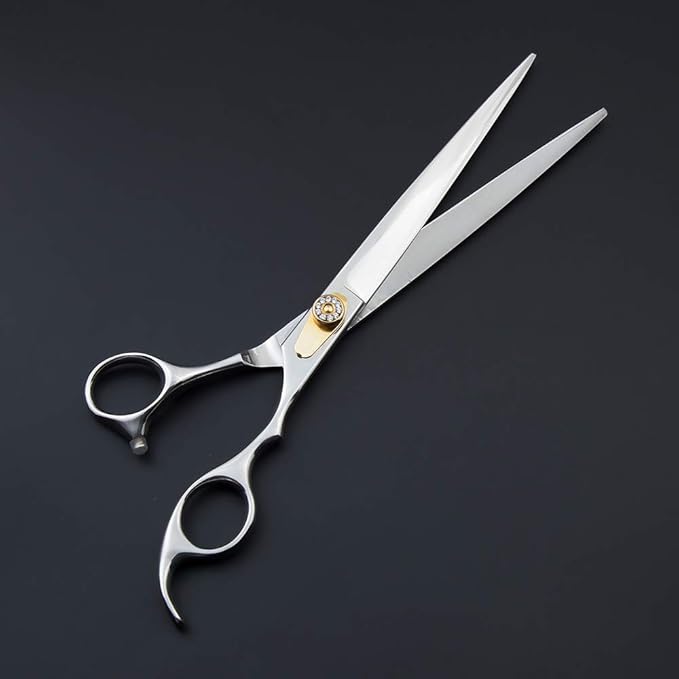 Professional Razor Edge Series - 8.0" Japan 440C Silver Personality Design Pet Grooming Cutting Scissors - Dog Big Chunker Shears