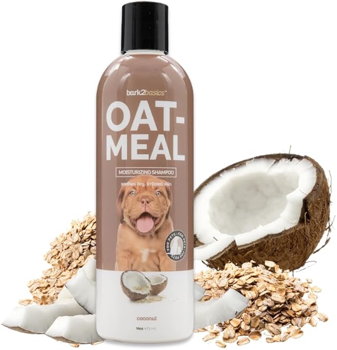 Bark2Basics Oatmeal Dog Shampoo, 16 oz - Natural Colloidal Oatmeal, Natural Ingredients, Calms Dry Itchy Irritated Skin, Moisturizes and Soothes the Skin and Coat, Professional Grade