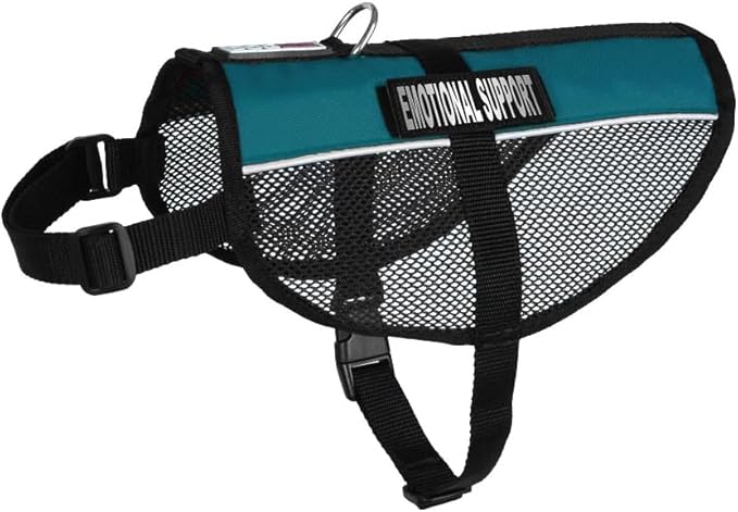 Dogline MaxAire Vest Emotional Support Removable Patch Adjustable Harness Reflective for Puppies Small Medium and Large Dogs 13 by 16 Inch Girth Teal