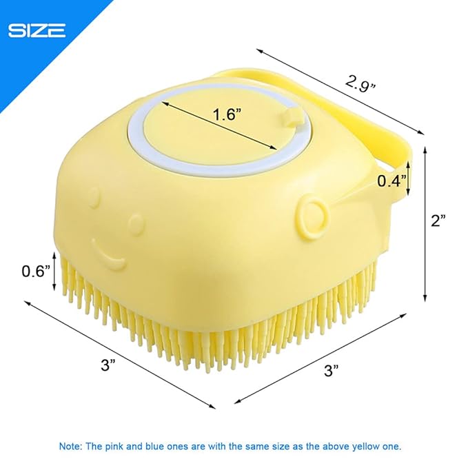 Dog Scrubber for Bath, Pet Grooming Bath Massage Brush with Soap Dispenser for Shower, 3 Pack Silicone Exfoliating Brushes, Soft Body Exfoliator, Bath Loofah for Babies, Kids, Women, Men and Pets