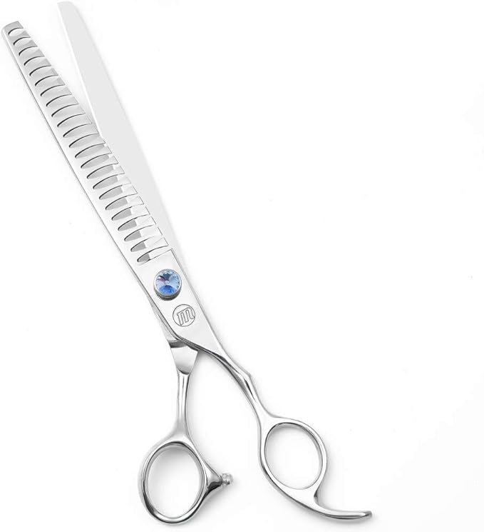 Professional Dog Grooming Curved Straight Thinning/Blending/Chunking Scissors Kit JP-440C Stainless Steel Pet Cat Hair Cutting/Trimming Shears Silver (8" (23-Tooth))