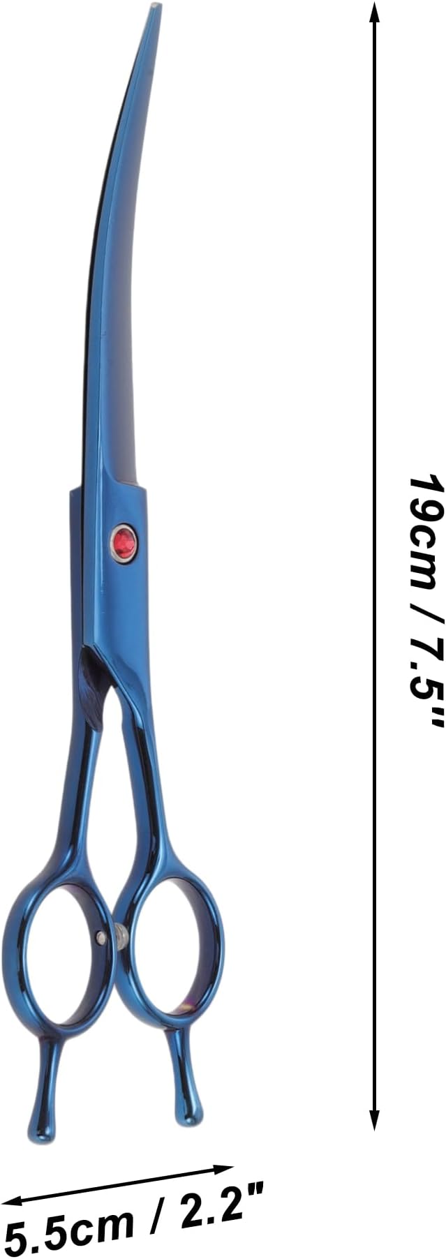 Dog Grooming Scissors, with Ergonomic Handle, Pill Popper for Cats, Upper Bend Shears, Stainless Steel Curved Shears for Dogs Cats, Blue, 7.5inch