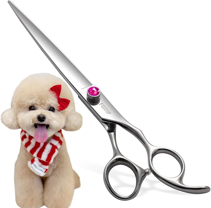 Straight Dog Grooming Scissors 7.5'' Professional Dog Shears for Grooming for Pet Cat Japanese 440C Stainless Steel Dog Scissors Super Sharp (7.5'',Straight)