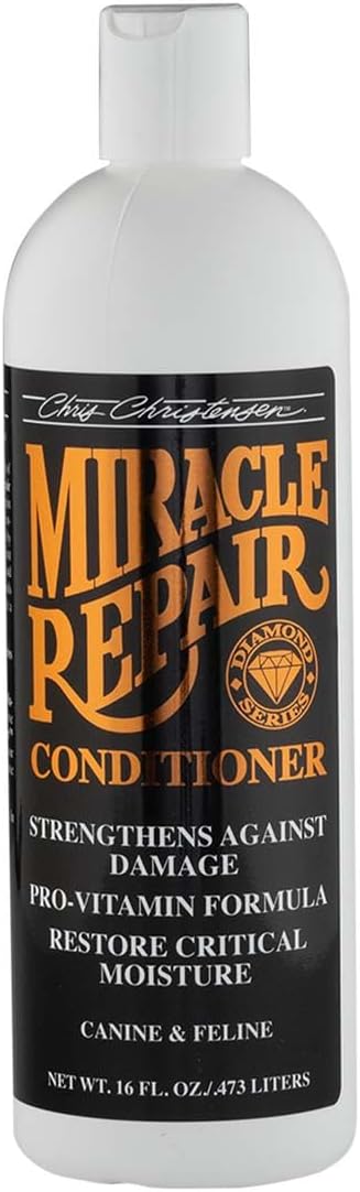 Chris Christensen Diamond Series Miracle Repair Dog Conditioner, Groom Like a Professional, Pro-Vitamin Formula, Provides Maximum Moisture, Use on Both Dogs and Cats, Made in USA, 16 oz