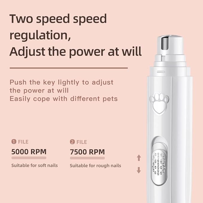 Professional Electric Dog Nail Grinder Pet Nail Grinder Trimmer is Applicable to Large, Medium and Small Dogs and Cats,Painless, Beautiful, Smooth and Rechargeable