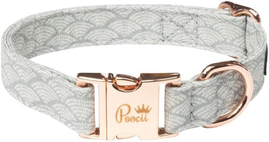 Durable Cotton Blend Dog Collar, Cute & Stylish, Adjustable with Metal Locking Clasp, Made in USA (Serene Teal, Medium)