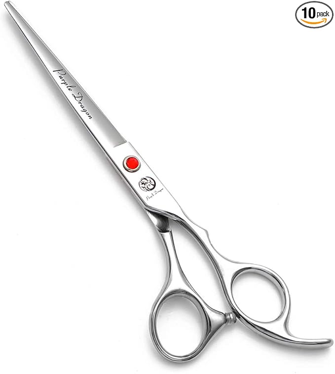 Purple Dragon 4“/5"/5.5"/6"/6.5"/7"/7.5"/8"/9"/10" Sharp Edge Salon Hair Cutting Shears - Pet/Dog Grooming Scissors with Bag - Perfect for Barber or Pet Groomer