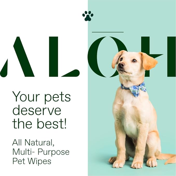 ALŌH Hypoallergenic | All-Natural | Multi-Purpose Pet Wipes, Unscented 50ct Wipes