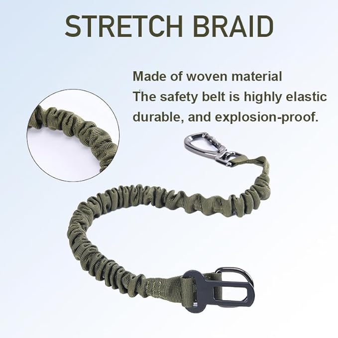 Retractable Dog Seat Belt for Car - Adjustable Nylon Pet Safety Harness with Elastic Bungee Buffer, Heavy-Duty Dog Seat Belt (Black)