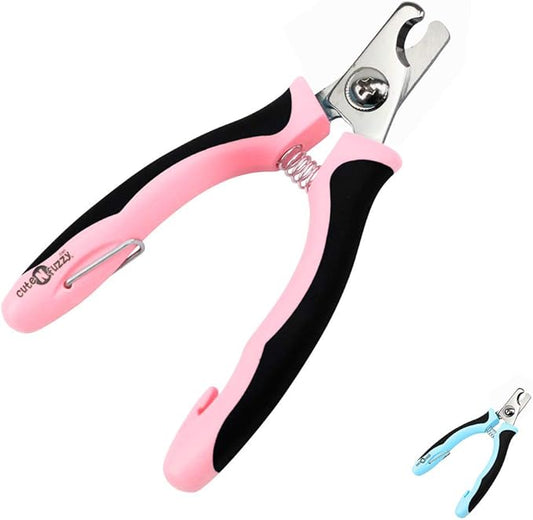 Professional Pet Nail Clipper with Bent Blade, Pink, Medium