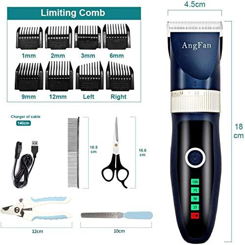 Dog Clippers for Grooming, 16pcs Dog Grooming Kit for Small & Large Dogs, Professional Cordless Dog Hair Clippers with Low Noise, Rechargeable Pet Grooming Tools for Cats & Dogs