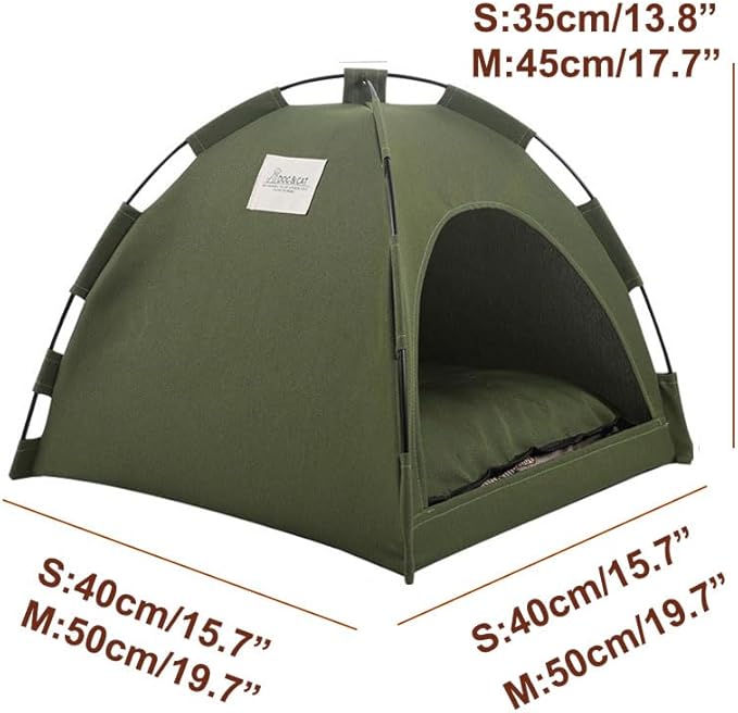 Cute Cat Teepee Cave, Cat Tent Foldable Indoor Outdoor with Thick Mat,Puppy Bed Tent,Bunny Pet Tent Teepee,Portable Dog House Teepee Tent, Cat Bed,Dog Bed Tent,Puppy Bunny,Pet Tent Teepee (I, M)
