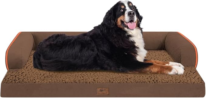 Large Dog Bed Orthopedic Washable - Medium Large XXXLarge Dogs, Orthopedic Coffee Dog Bed with Waterproof Cover and Removable Egg Foam, Couch Bed Bolster